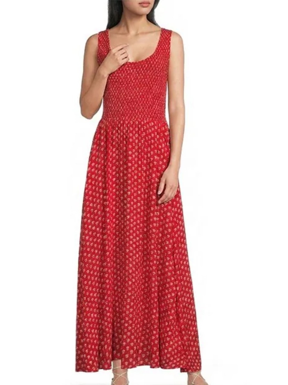 Sophia Smocked Dress - Red Lotus Floral